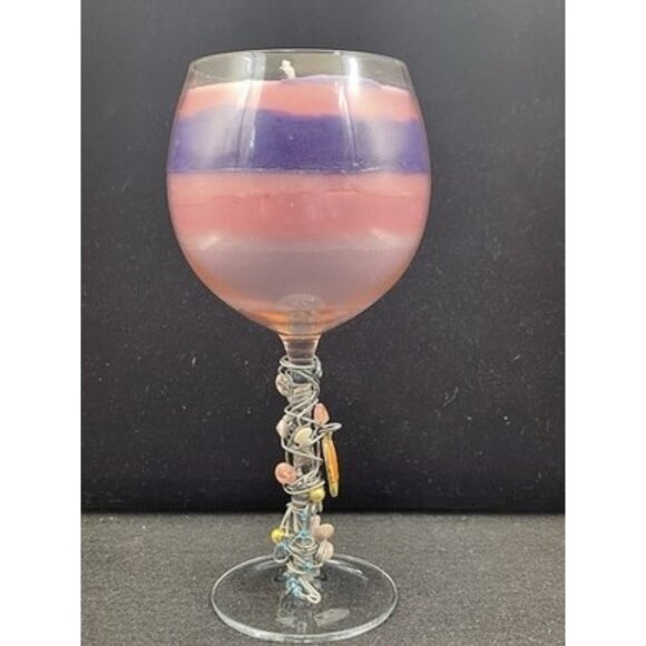 Saturn Seashell Candle Purple Pink Lavender Wine Goblet - Picture 4 of 10